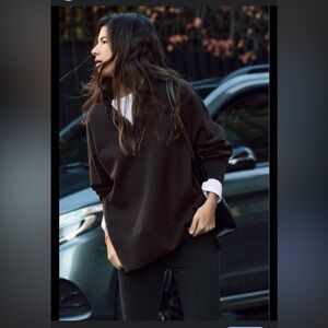 Zara Brown Oversized Polo Sweater